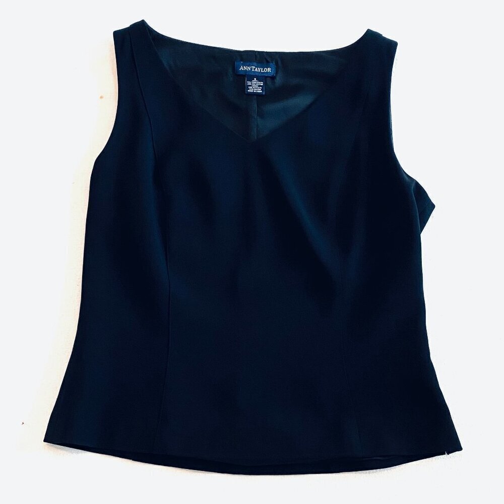 Ann Taylor vest top Women's 8 black business wear office classic preppy capsule - Picture 1 of 8